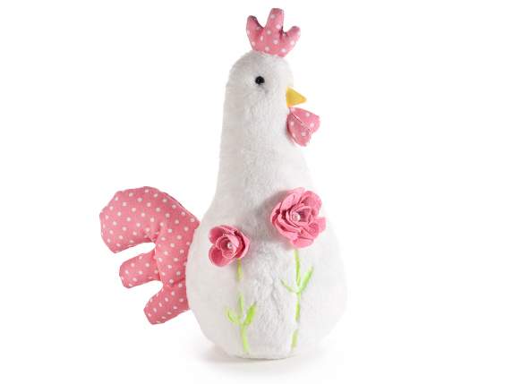 Easter hen in faux fur with decorative roses