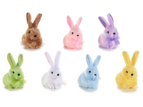 Decorative colored plush bunny with bow