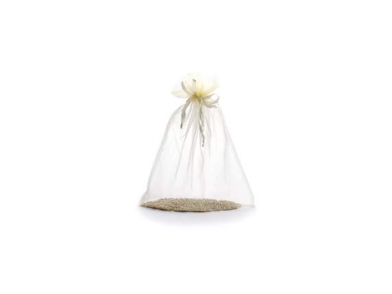 Ecru organza bag 23x30 cm with tie