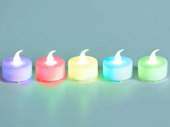 Battery tealight candle in display with iridescent light