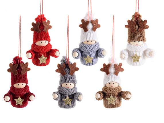 Elf de Crăciun tricotat cu stea aurie de agățat