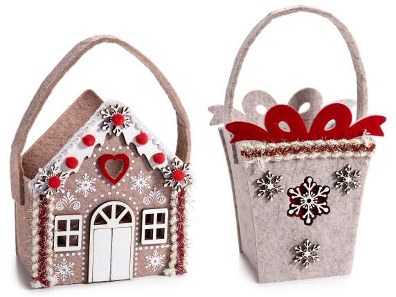 Geanta de mana din stofa de casa si cutie cadou, decoratiuni