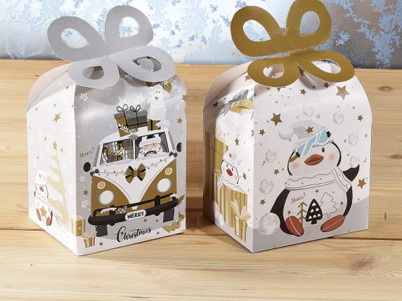 Cutie de hârtie de Crăciun cu decor de închidere