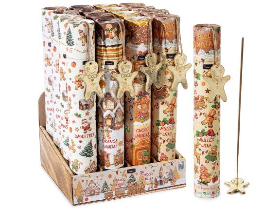 Lot de 30 bâtonnets dencens tubulaires avec porte-encens en