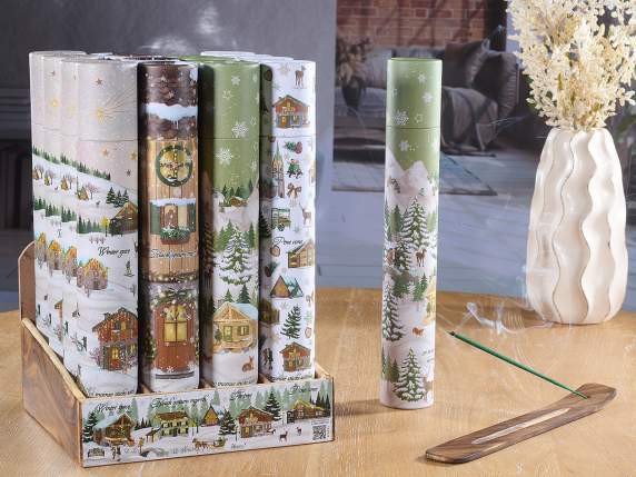 Lot de 30 bâtonnets dencens tubulaires avec porte-encens en