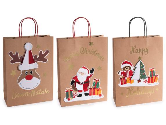 Grand sac-enveloppe en papier kraft avec poignées et décorat