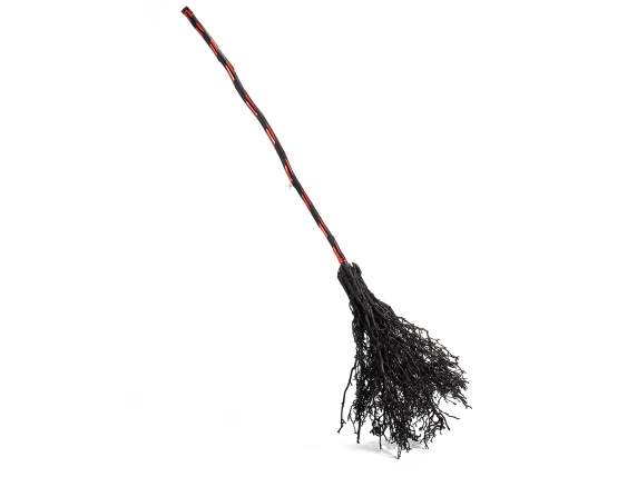 Epiphany-witch broom in wood with handle with red ribbon