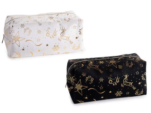 Estuche para lápices con cremallera de terciopelo navideño