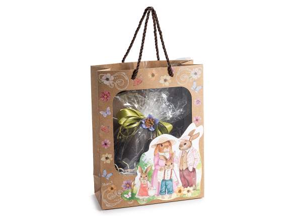 Bolsa-sobre mediano de papel kraft con conejos y ventana