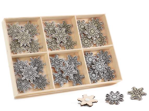 Exhibitor 48 wooden decorations snowflake w / glitter