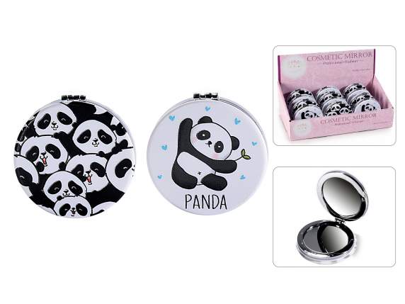 Exposition 12 miroirs à sac rond en résine design Panda