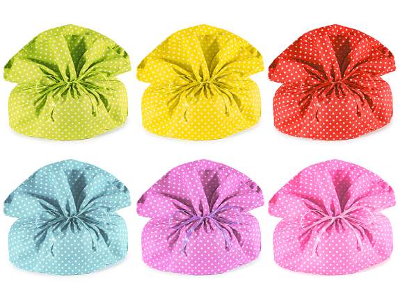 Polka dot fabric dove bag with drawstring
