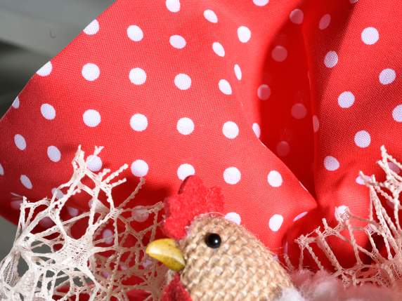 Polka dot fabric dove bag with drawstring