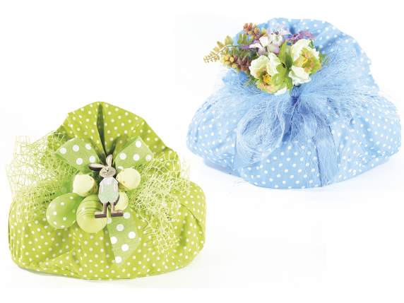 Polka dot fabric dove bag with drawstring