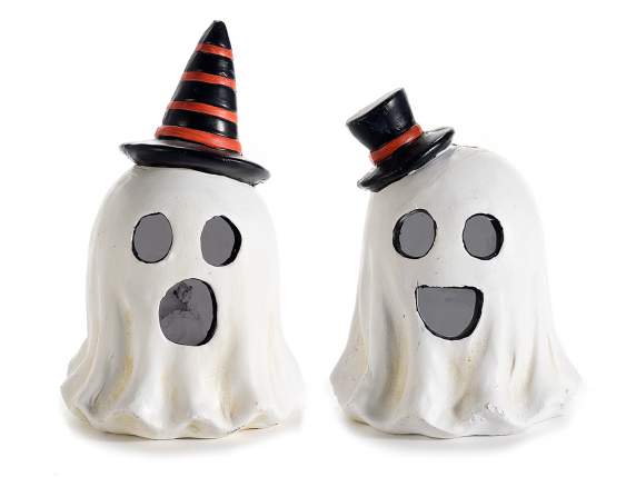 Fantôme dHalloween en terre cuite avec lumières LED