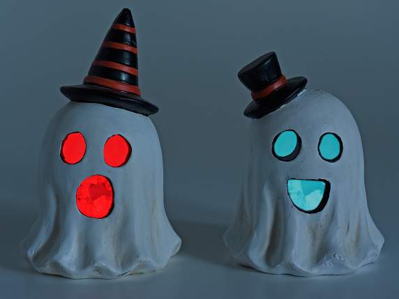 Fantôme dHalloween en terre cuite avec lumières LED