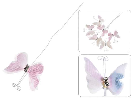 Farfalla in stoffa con brillanti e gambo modellabile