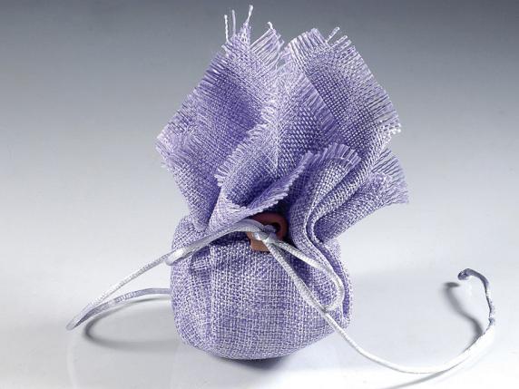 Tulle carré en tissu avec bord effiloché et cravate lilas