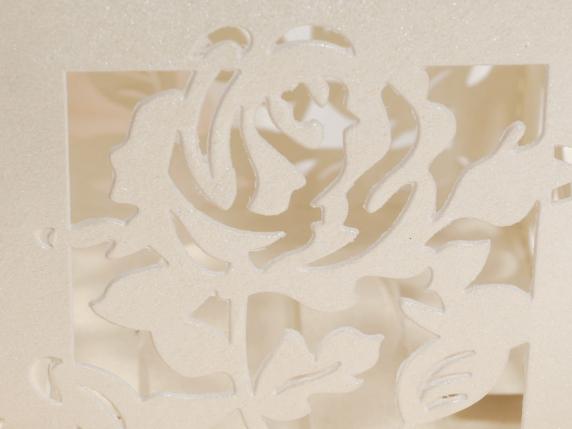 Cream glitter paper and flower carving favor box