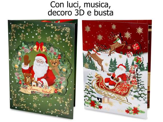 Felicitare 3D de Crăciun cu muzică, lumini și plic