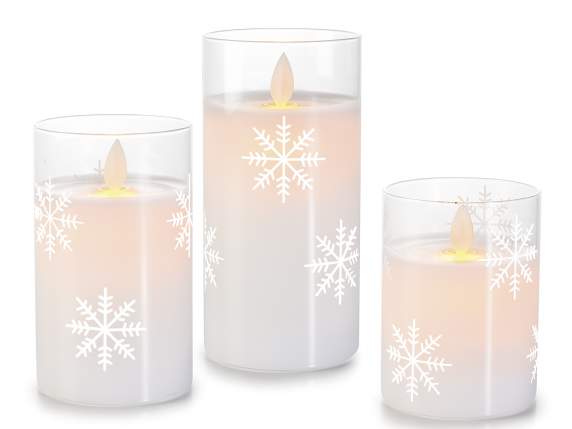 Set of 3 electronic candles with moving LED flames