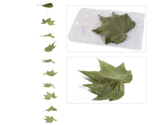 Filo 10 foglie verdi giganti in stoffa da appendere