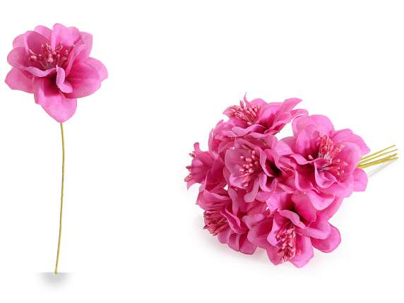 Fiorellino artificiale in stoffa color fucsia