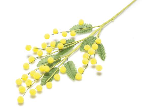 Mazzolino di mimosa artificiale con fiore in floccato