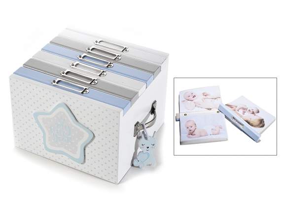 Wooden photo box for baby first year 6 drawer albums