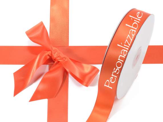 25mm Flame Orange Custom Double Satin Ribbon