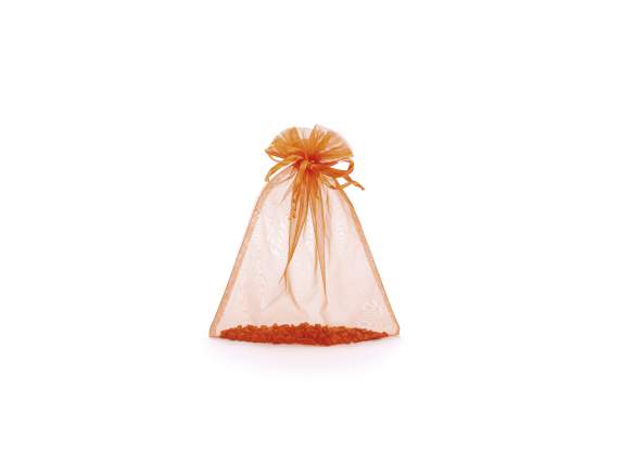 Flame orange organza bag 23x30 cm with tie
