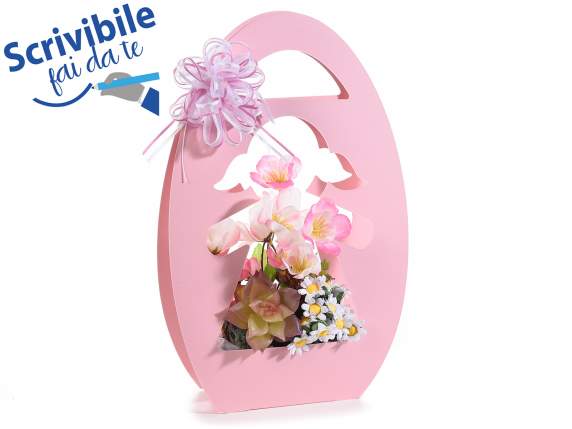 Flower basket for girls in semi-water repellent colored pape