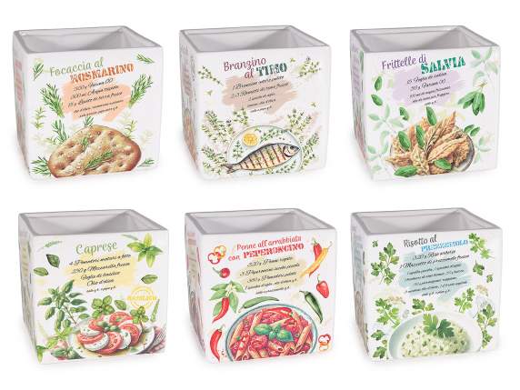 Jarrón cerámica decoraciones plantas aromáticas y escritos