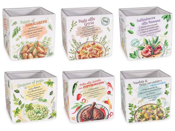 Jarrón cerámica decoraciones plantas aromáticas y escritos