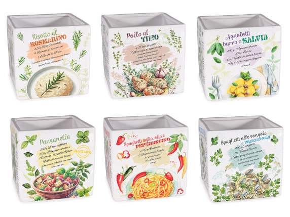 Jarrón cerámica decoraciones plantas aromáticas y escritos