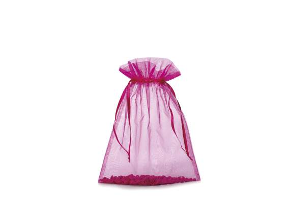 Fuchsia organza bag 23x30 cm with tie