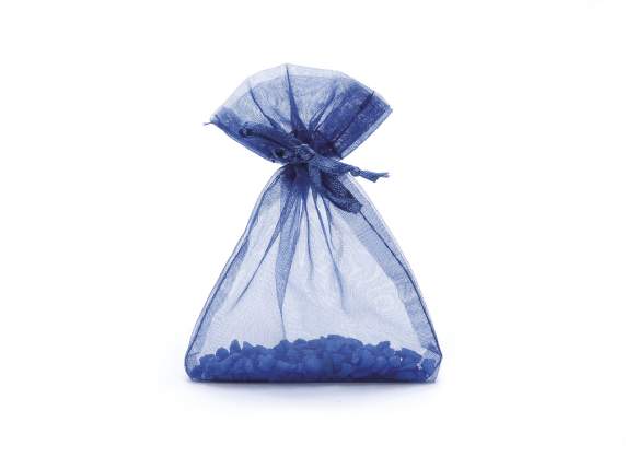Geanta din organza albastru regal 8x11 cm cu cordon