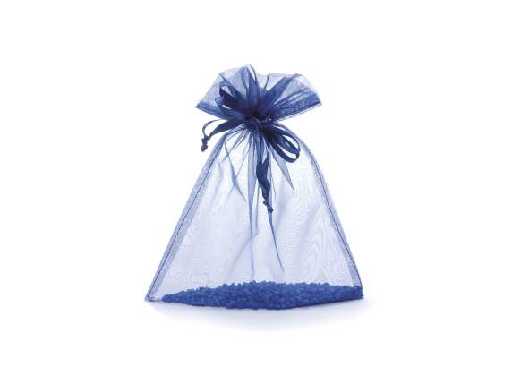 Geanta din organza albastru regal 17x22 cm cu cordon
