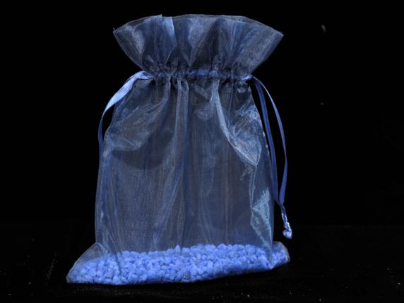 Geanta din organza albastru regal 17x22 cm cu cordon
