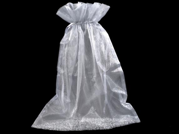 Geanta din organza argintie 30x40 cm cu cravata