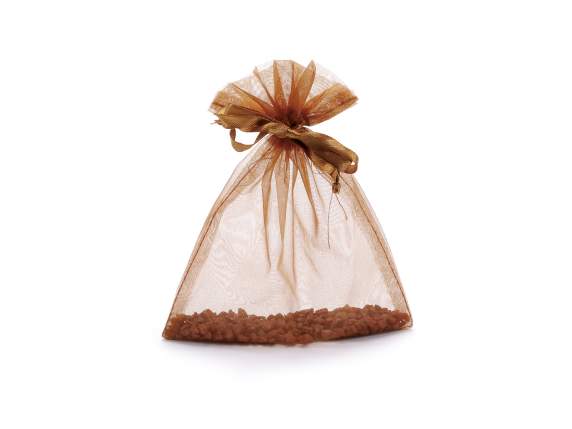 Geanta din organza bronz 12x16 cm cu cravata