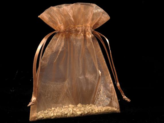 Geanta din organza bronz 12x16 cm cu cravata