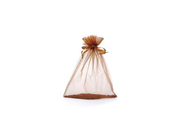 Geantă din organza de bronz 23x30 cm cu cravată