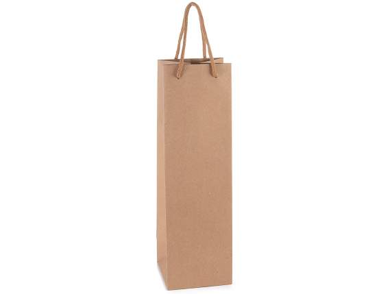 Pungă-plic pentru sticle din hârtie naturală cu mânere