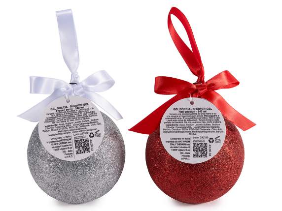 Bola navideña con purpurina y gel ducha perfumado 240 ml