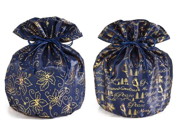 Geanta panettone din stofa cu imprimeu de Craciun auriu