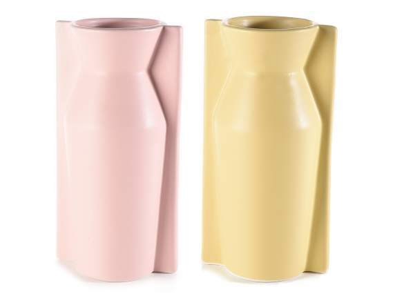 Geometric decorative vase in matt colored porcelain