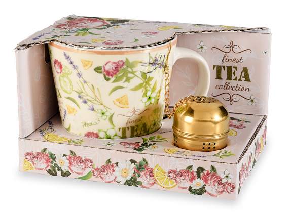 Erbe-Camomilla porcelain mug with filter and gift box