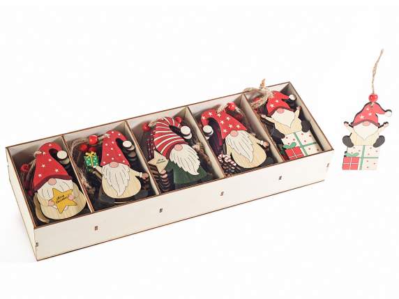 Expositor de 60 gnomos navideños en madera de colores