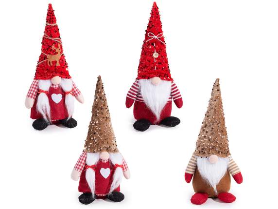 Papá Noel en tela suave con gorro de lentejuelas